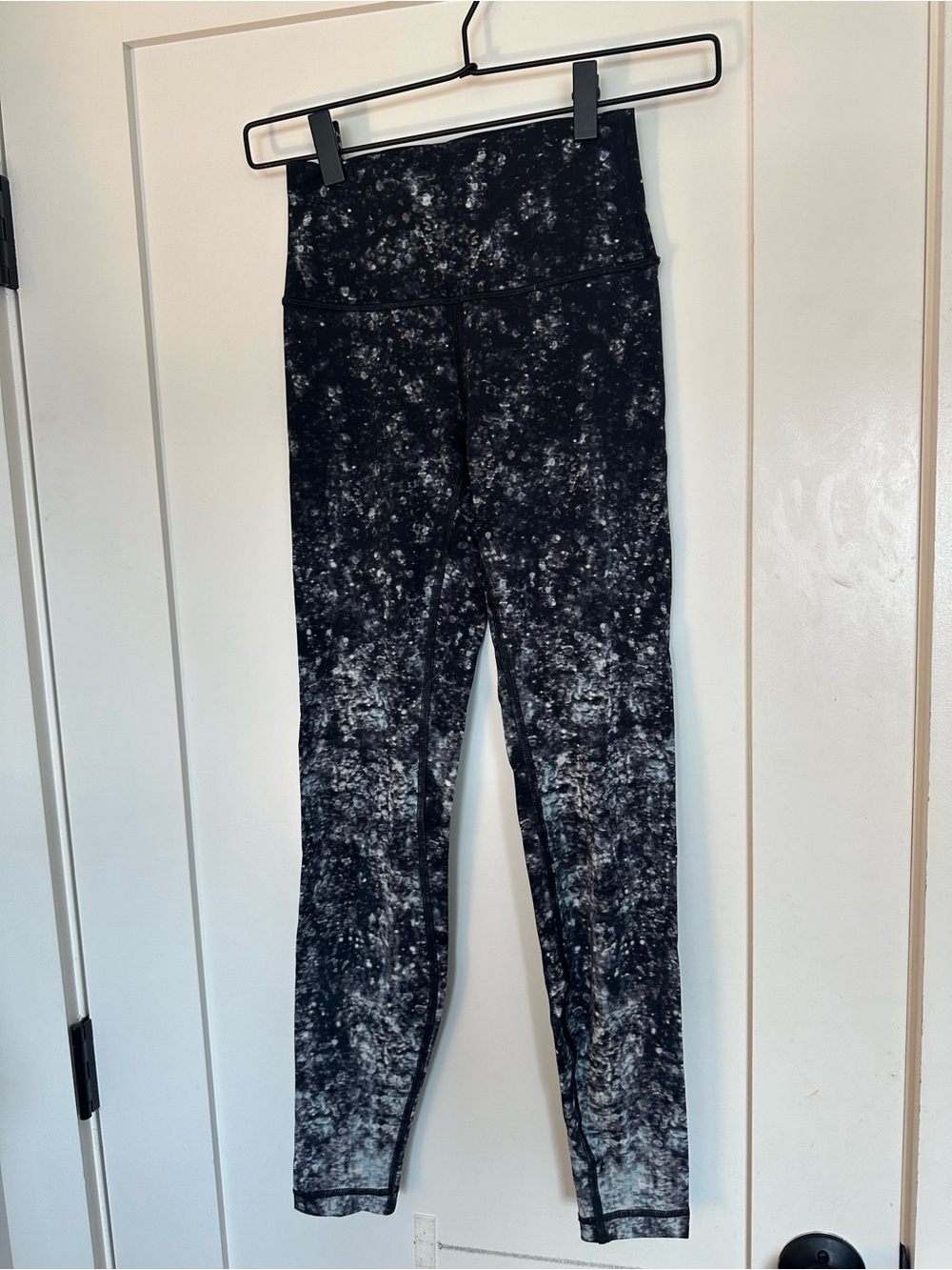 Lulu Lemon Black and Gray Marble Print High-Waist Leggings